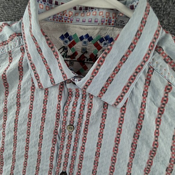 Robert Graham Button Up Shirt Cotton Striped Colorful 2XL Red Blue Woven Spread - Picture 8 of 16